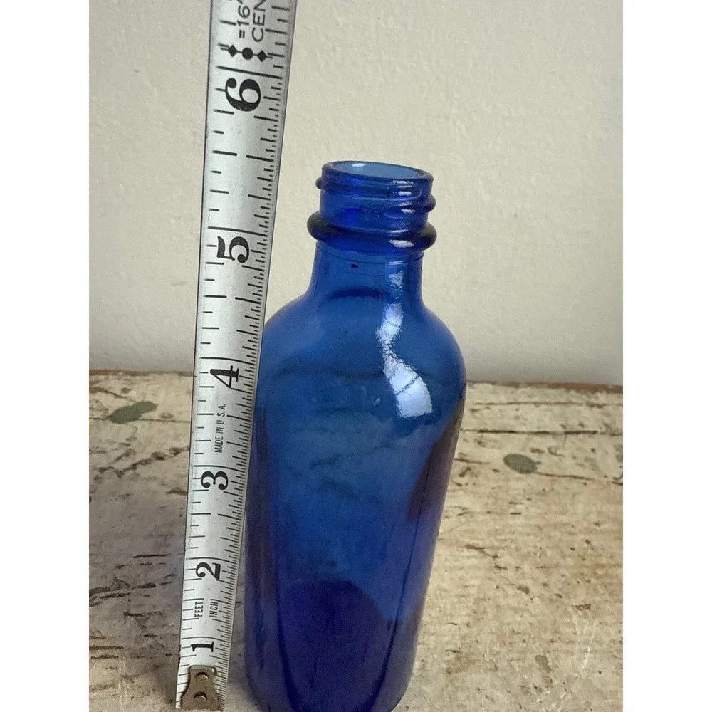 Vintage Cobalt Blue Glass Apothecary Bottle Decorative Medicine Jar 5.25 Inch